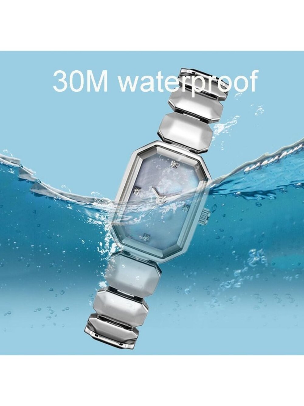 Women's Silver Rectangle Bracelet with Dainty Stainless Steel Band Quartz Watch - Picture 5 of 6